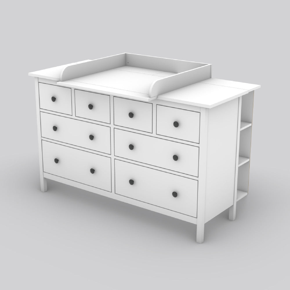 Große IKEA Hemnes Kommode mit Wickelaufsatz und Stauraumregal.