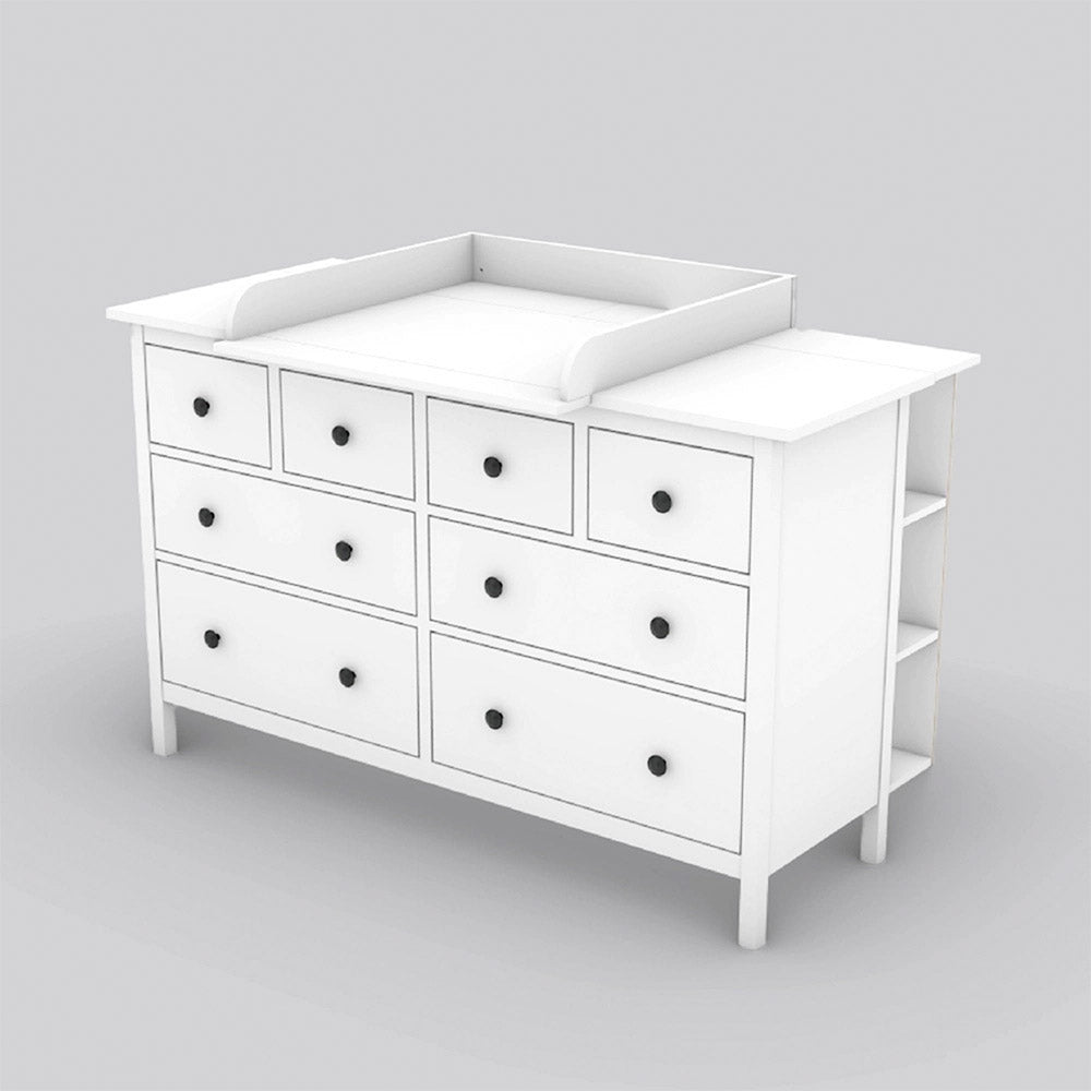 Große IKEA Hemnes Kommode mit Wickelaufsatz und Stauraumregal.