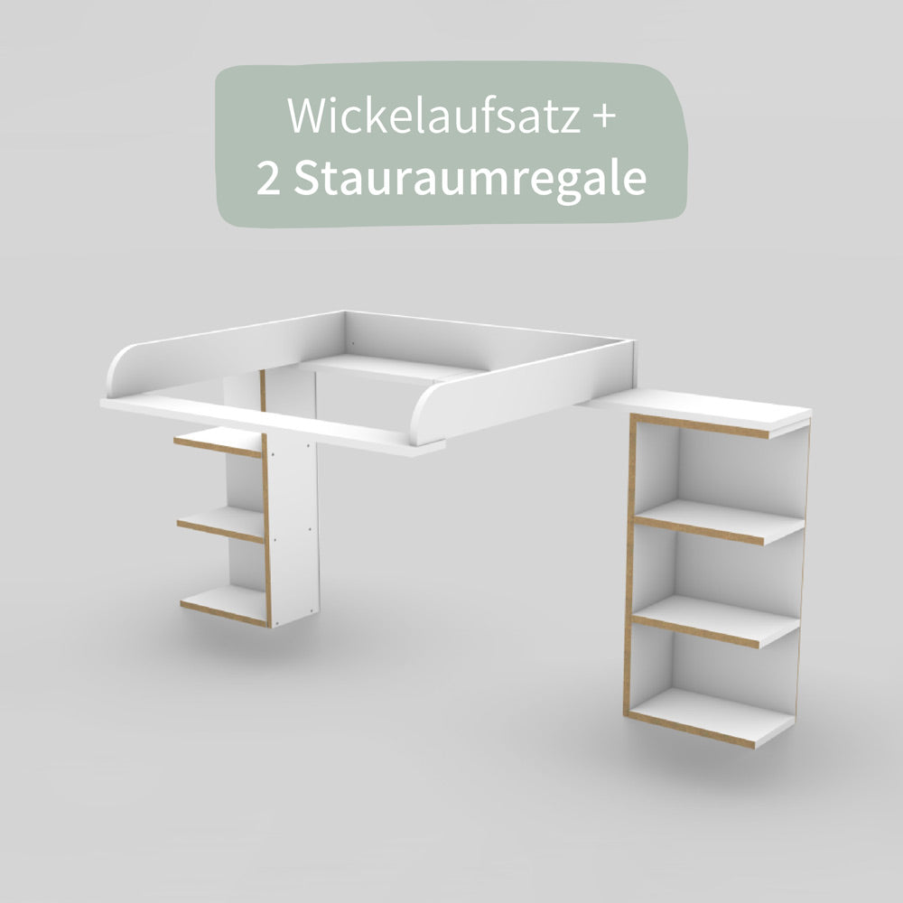 Malm Wickelaufsatz für die große Kommode und 2 Stauraumregale.