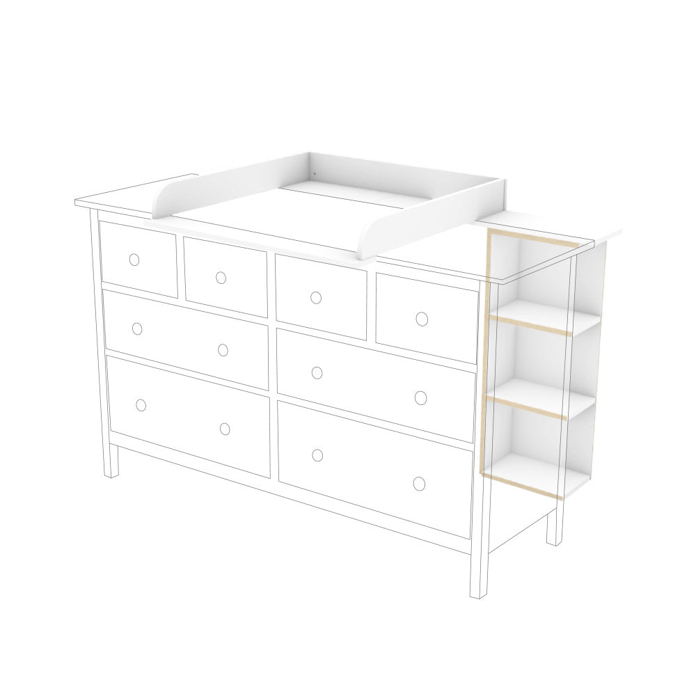 Hemnes Wickelaufsatz für die große Kommode mit Stauraumregal.