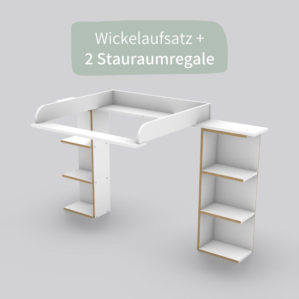 Hemnes Wickelaufsatz für die große Kommode mit 2 Stauraumregalen.