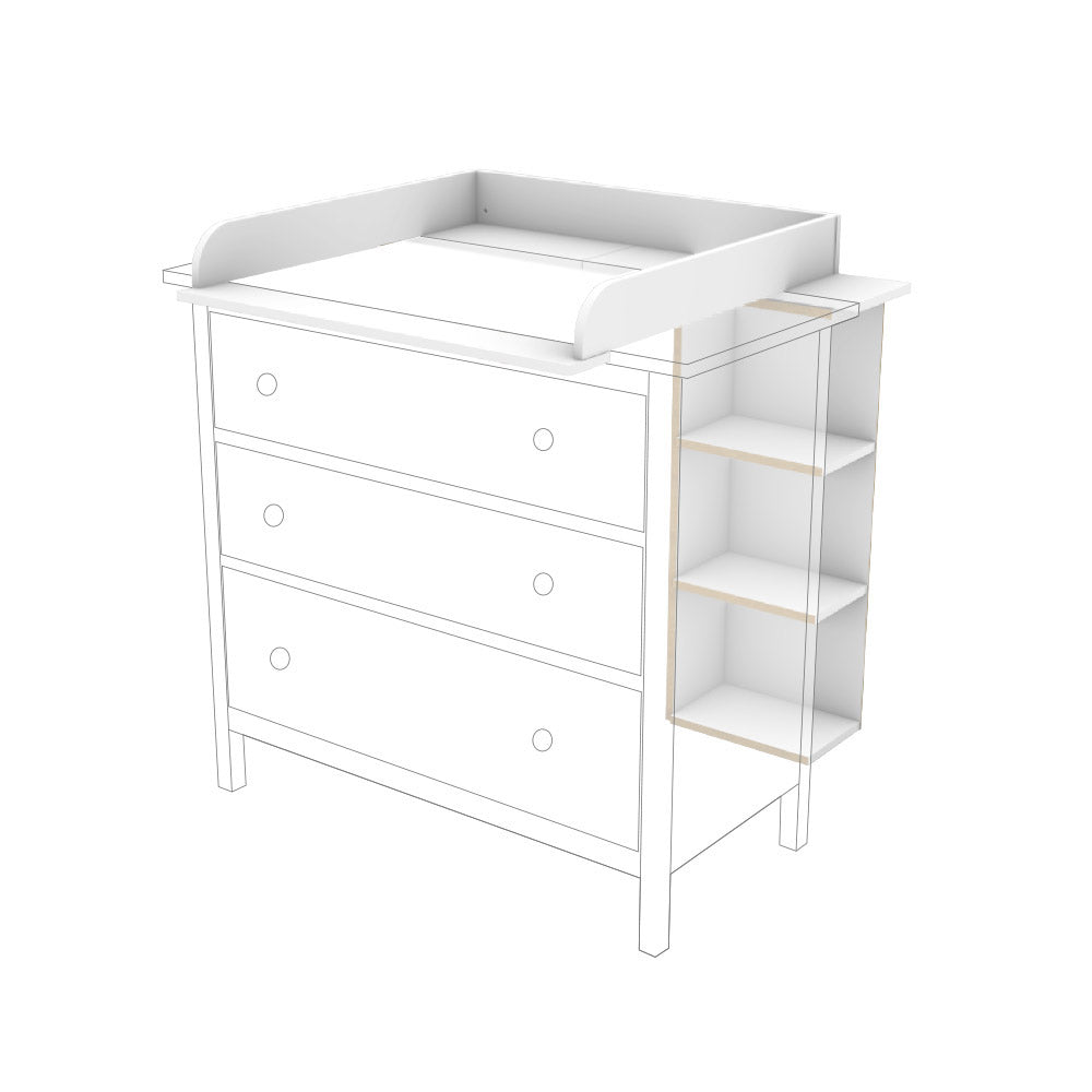 Hemnes Wickelaufsatz für die kleine Kommode mit Stauraumregal.