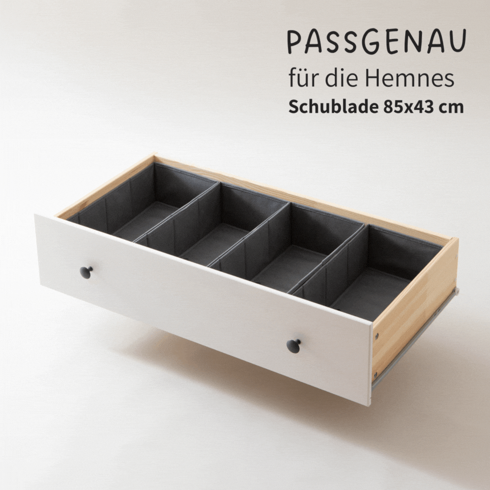 Passgenaue Schubladen Organizer für die Hemnes Kommode von IKEA.
