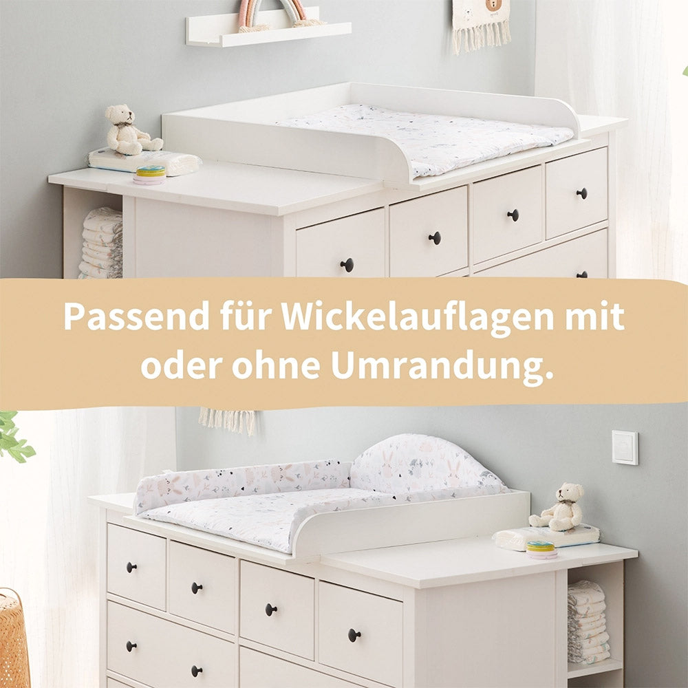 Große Hemnes als Wickelkommode mit 2 verschiedenen Wickelauflagen.