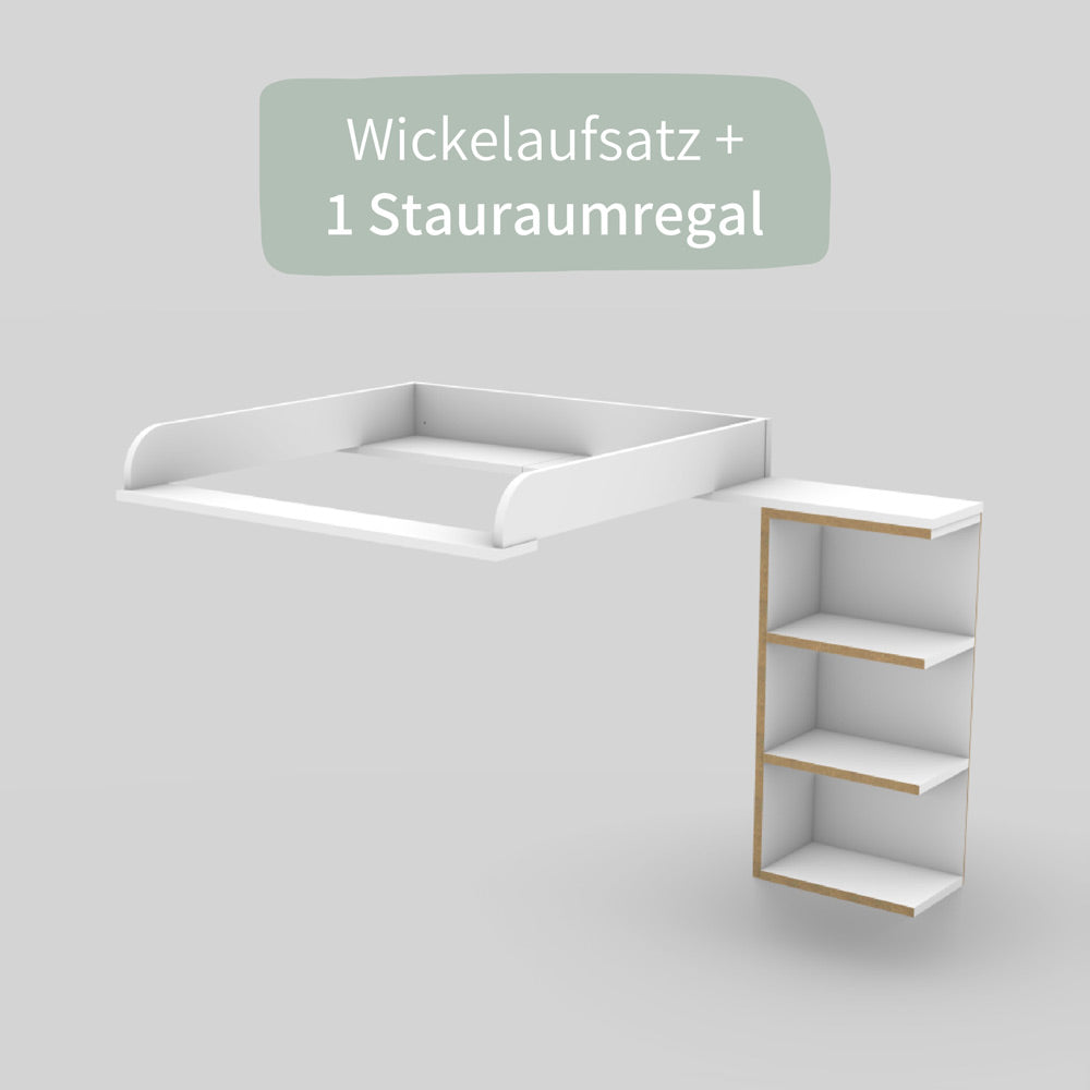 Malm Wickelaufsatz für die große Kommode und ein Stauraumregal.