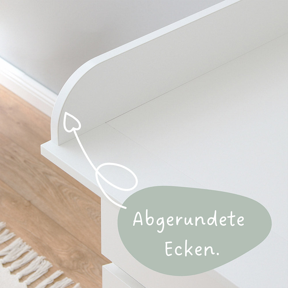 Detailaufnahme vom Malm Wickelaufsatz mit abgerundeten Ecken.