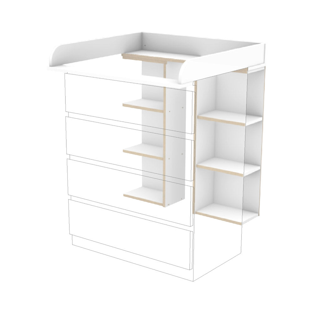 Malm Wickelkommode mit 2 Stauraumregalen.