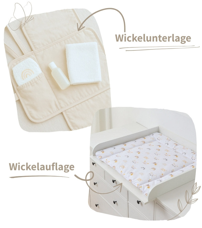 Vergleichsfoto einer Wickelunterlage und einer Wickelauflage.