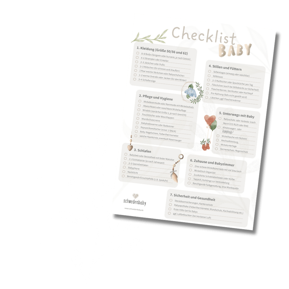 Baby Erstausstattung Checkliste.