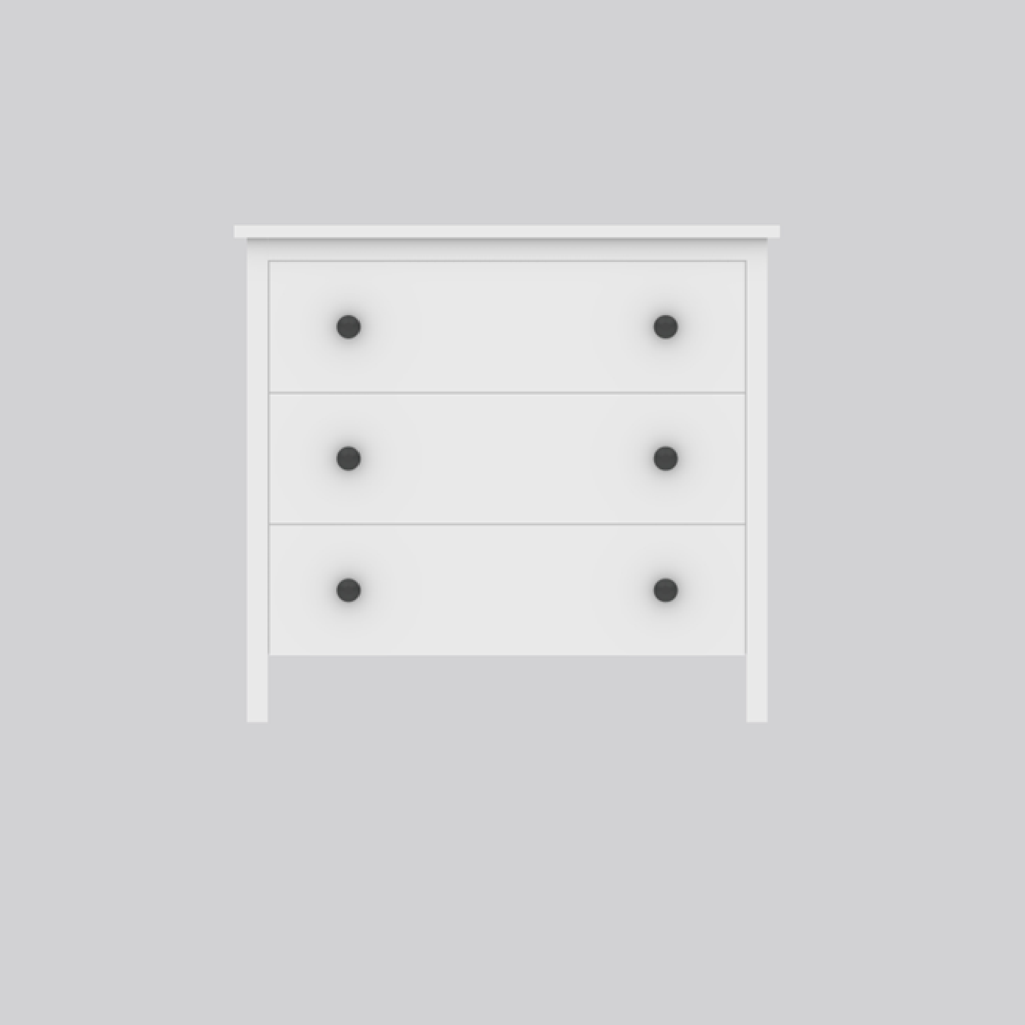 Weiße IKEA Koppang Kommode mit 3 Schubladen.