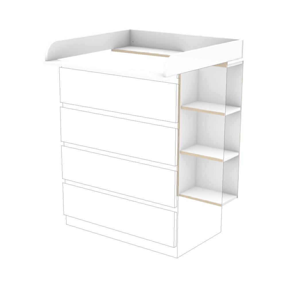 Malm Wickelkommode mit einem Stauraumregal.